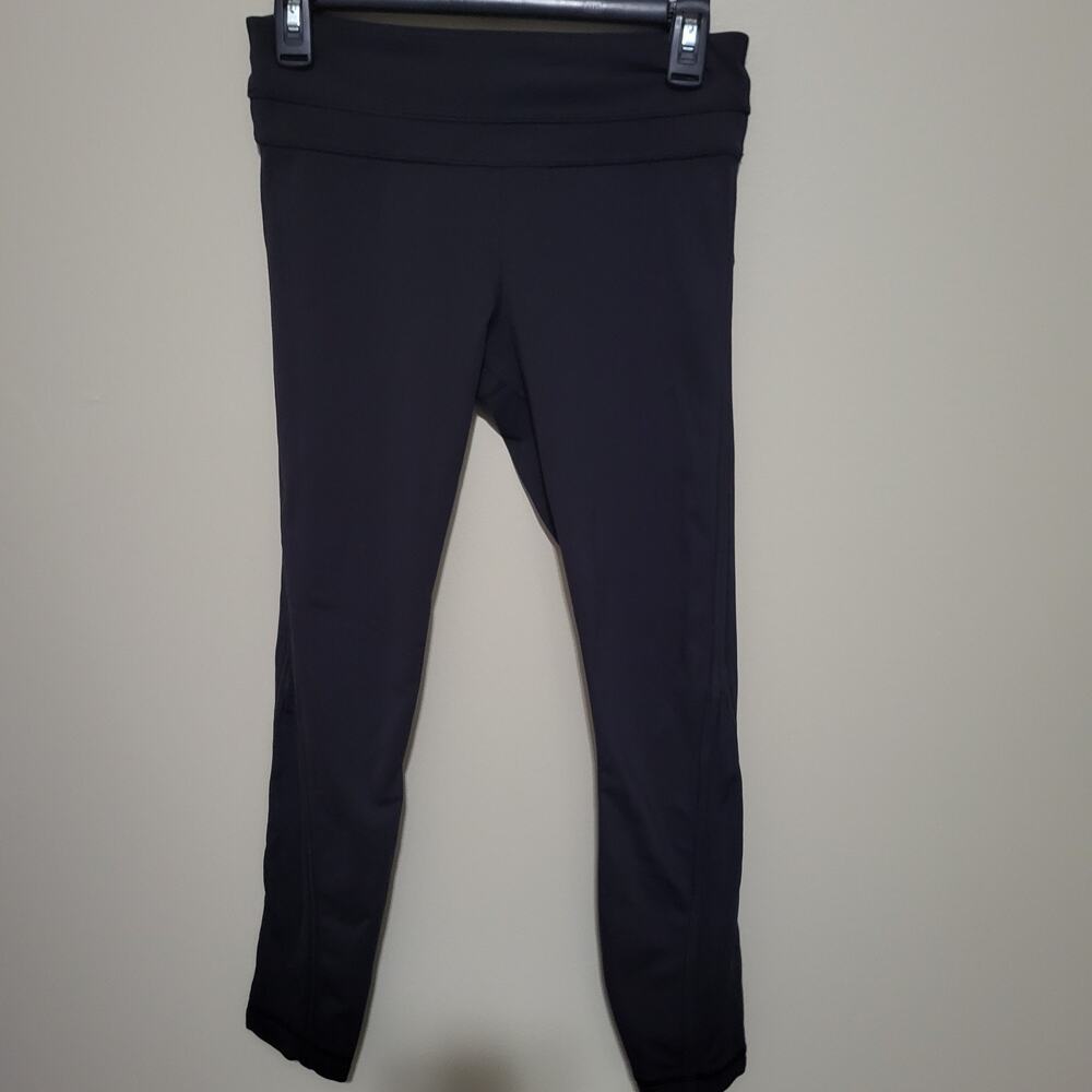 Lululemon Leggings High-Rise Mesh Leg Inset‎ Black Zipper Pocket